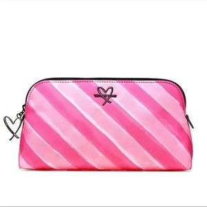 New Victoria's Secret Signature Stripes Beauty Bag Pink Travel Cosmetics Pouch